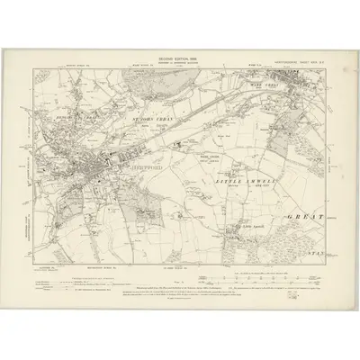 1897 Map of Hertfordshire XXIX.SE, 1899 Print