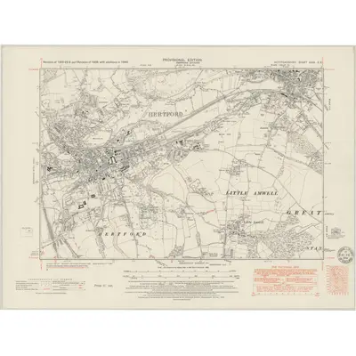 1938 Map of Hertfordshire XXIX.SE, 1951 Print