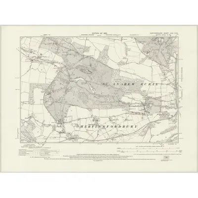 1922 Map of Hertfordshire XXIX.SW, 1925 Print