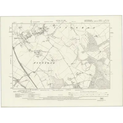 1923 Map of Hertfordshire XXV.NE, 1926 Print