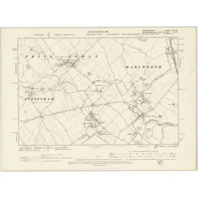 1897 Map of Hertfordshire XXV.NW, 1899 Print