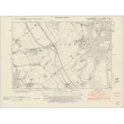 1950 Map of Hertfordshire XXV.SE, 1953 Print