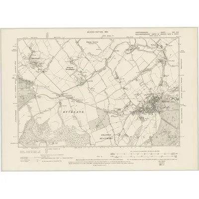 1897 Map of Hertfordshire XXV.SW, 1900 Print