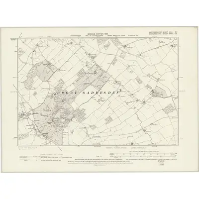 1897 Map of Hertfordshire XXVI.SE, 1899 Print