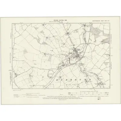 1897 Map of Hertfordshire XXVII.SW, 1899 Print