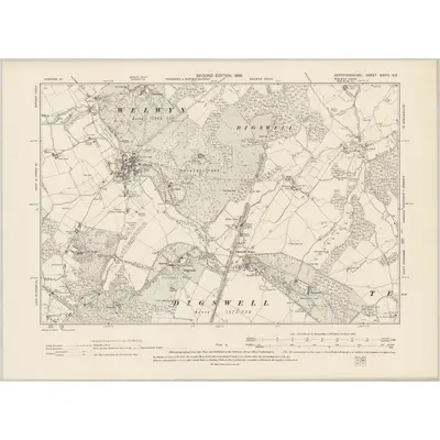 1897 Map of Hertfordshire XXVIII.NE, 1899 Print