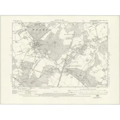 1922 Map of Hertfordshire XXVIII.NE, 1925 Print