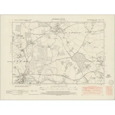 1946 Map of Hertfordshire XXVIII.NW, 1950 Print