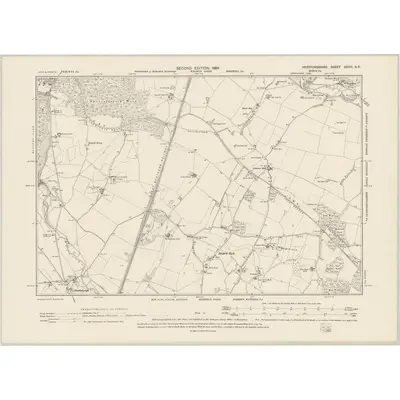 1897 Map of Hertfordshire XXVIII.SE, 1899 Print