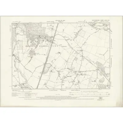 1922 Map of Hertfordshire XXVIII.SE, 1925 Print