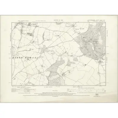 1922 Map of Hertfordshire XXVIII.SW, 1925 Print