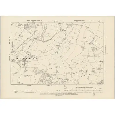 1896 Map of Hertfordshire XXX.NE, 1899 Print