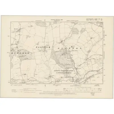 1896 Map of Hertfordshire XXX.SE, 1899 Print