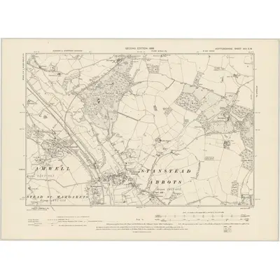 1895 Map of Hertfordshire XXX.SW, 1899 Print
