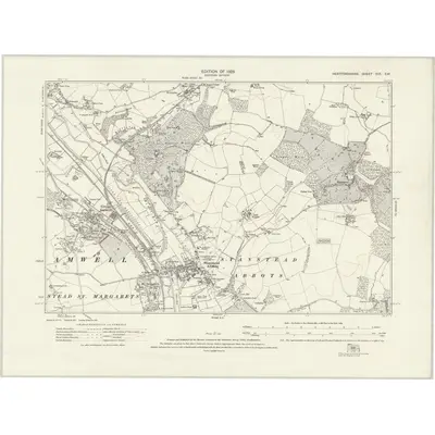 1919 Map of Hertfordshire XXX.SW, 1923 Print