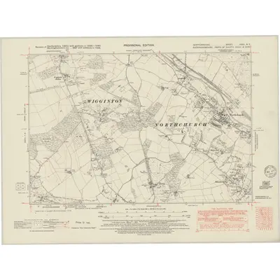 1938 Map of Hertfordshire XXXII.NE, 1949 Print