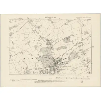 1897 Map of Hertfordshire XXXIII.NE, 1899 Print
