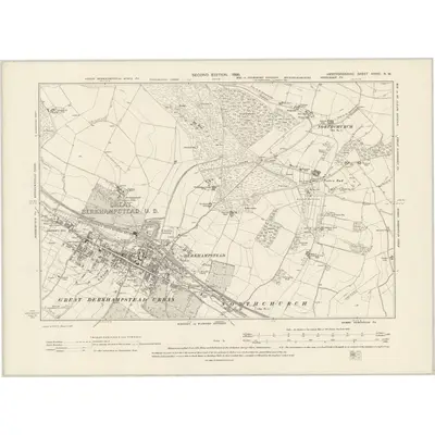 1897 Map of Hertfordshire XXXIII.NW, 1899 Print