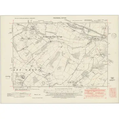 1938 Map of Hertfordshire XXXIII.SW, 1948 Print