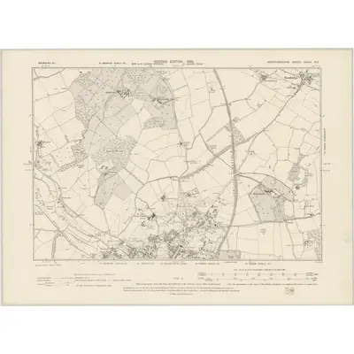 1896 Map of Hertfordshire XXXIV.NE, 1899 Print