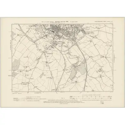 1897 Map of Hertfordshire XXXIV.SE, 1899 Print