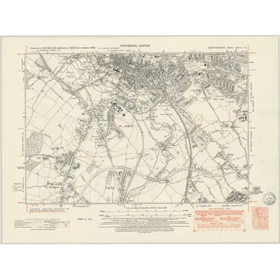 1938 Map of Hertfordshire XXXIV.SE, 1951 Print