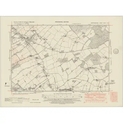1938 Map of Hertfordshire XXXIV.SW, 1948 Print