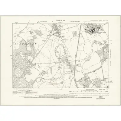 1922 Map of Hertfordshire XXXIX.NE, 1925 Print