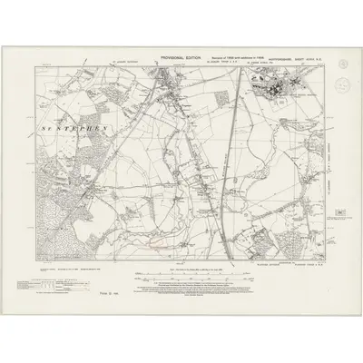1938 Map of Hertfordshire XXXIX.NE, 1944 Print
