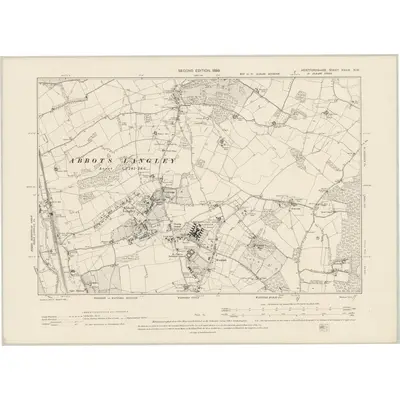1896 Map of Hertfordshire XXXIX.NW, 1899 Print