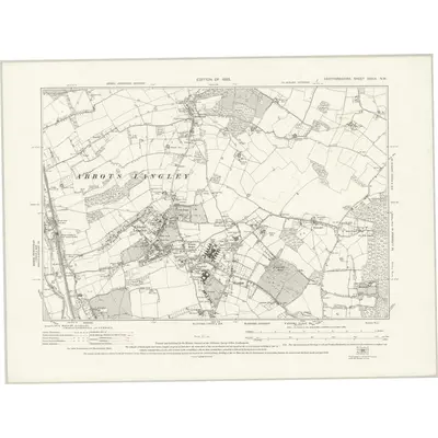 1923 Map of Hertfordshire XXXIX.NW, 1925 Print