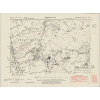 1938 Map of Hertfordshire XXXIX.NW, 1948 Print