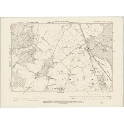 1896 Map of Hertfordshire XXXIX.SE, 1899 Print
