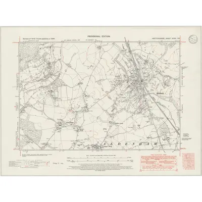 1938 Map of Hertfordshire XXXIX.SE, 1946 Print