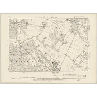 1896 Map of Hertfordshire XXXIX.SW, 1899 Print
