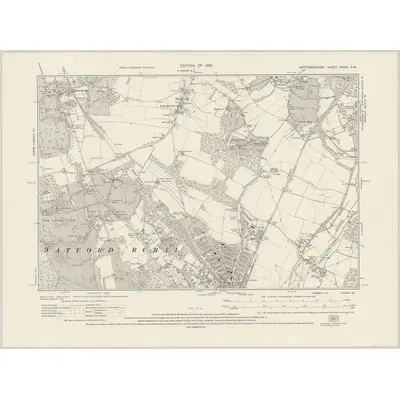 1912 Map of Hertfordshire XXXIX.SW, 1925 Print