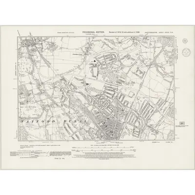 1938 Map of Hertfordshire XXXIX.SW, 1944 Print