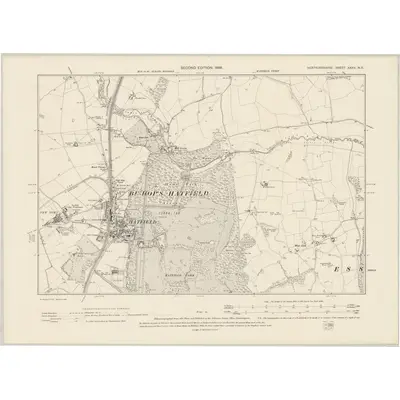 1896 Map of Hertfordshire XXXV.NE, 1899 Print