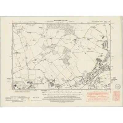 1937 Map of Hertfordshire XXXV.NW, 1949 Print