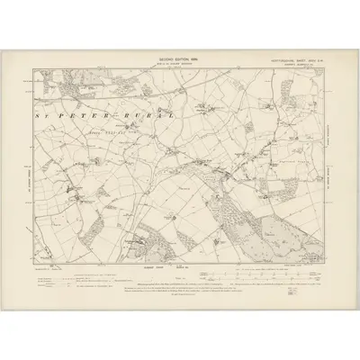 1896 Map of Hertfordshire XXXV.SW, 1899 Print