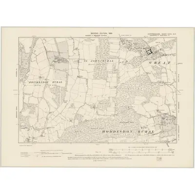 1896 Map of Hertfordshire XXXVI.NE, 1899 Print