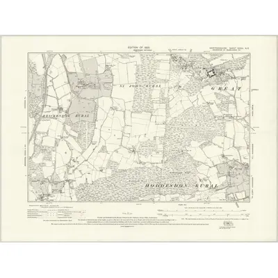1921 Map of Hertfordshire XXXVI.NE, 1925 Print