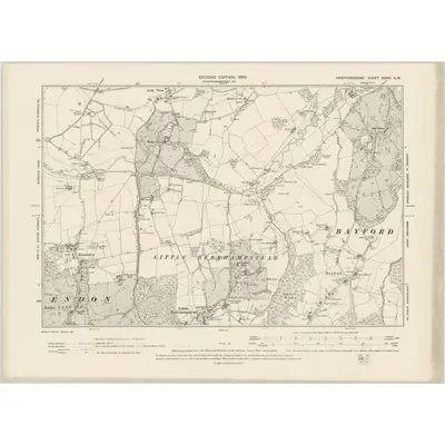 1896 Map of Hertfordshire XXXVI.NW, 1899 Print