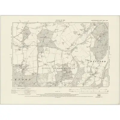 1922 Map of Hertfordshire XXXVI.NW, 1925 Print