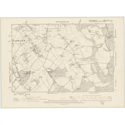 1896 Map of Hertfordshire XXXVIII.SE, 1899 Print
