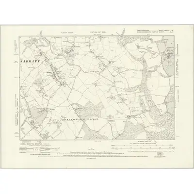 1922 Map of Hertfordshire XXXVIII.SE, 1925 Print