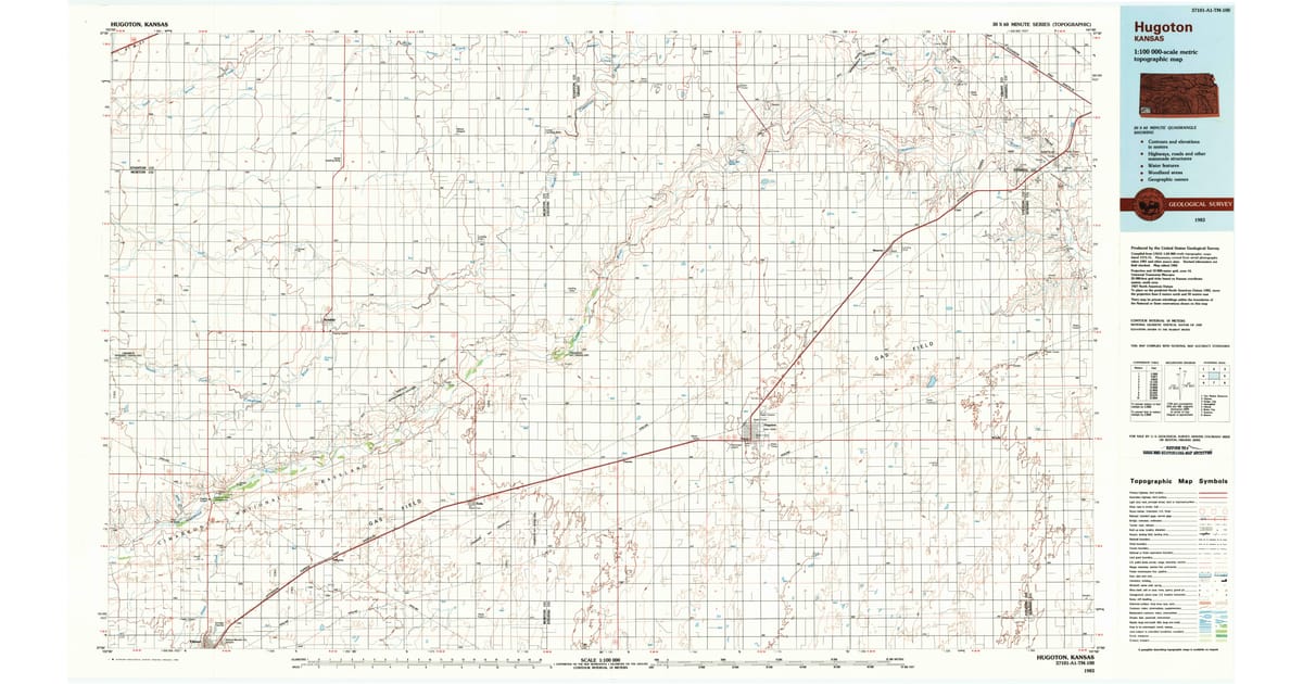 1983 Map of Hugoton, KS — High-Res | Pastmaps
