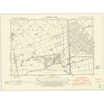 1950 Map of Huntingdonshire IX.NE, 1952 Print