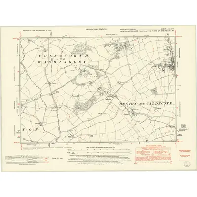 1950 Map of Huntingdonshire IX.NW, 1952 Print