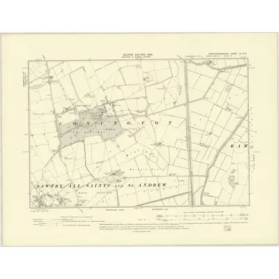 1900 Map of Huntingdonshire IX.SE, 1902 Print